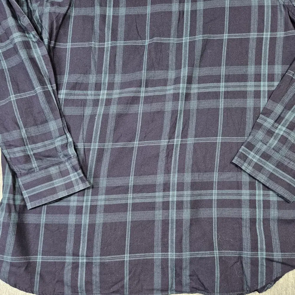 Banana Republic Shirt Mens XL Blue Plaid Flannel Button Up Long Sleeve